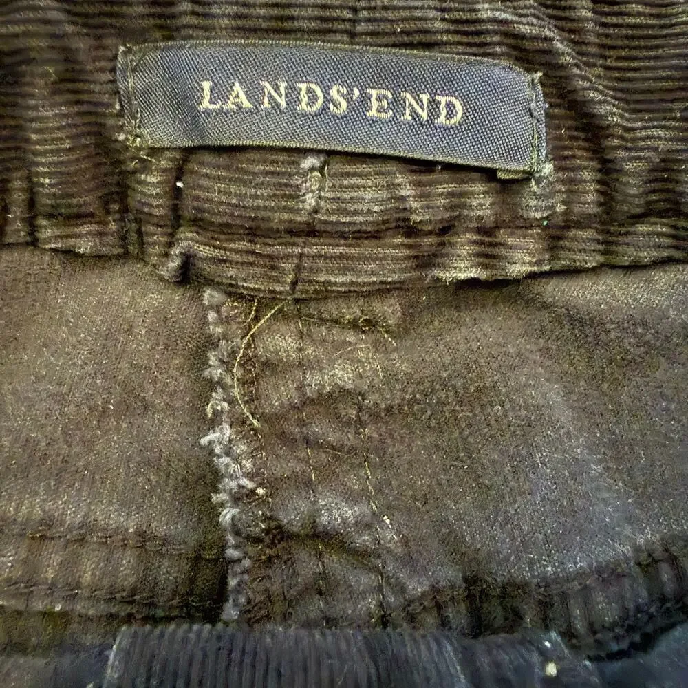 Lands End Women’s black corduroy pants, straight leg, stretch, Size 4